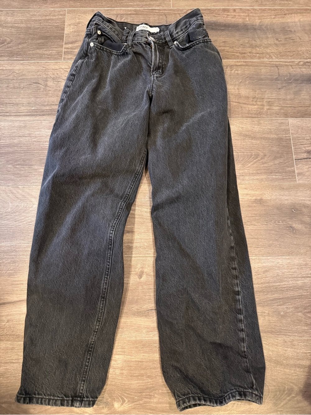 Garage Denim low-Rise baggy jeans acid wash black, size 0
